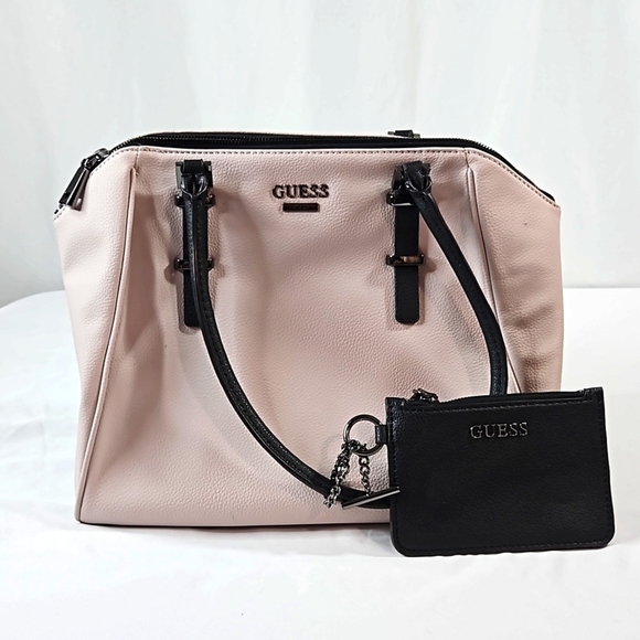 GUESS Pink Satchel & Matching Wristlet - Picture 1 of 9